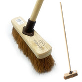 10" Newman and Cole Natural Soft Coco Broom Head with Plastic Socket and Wooden Handle